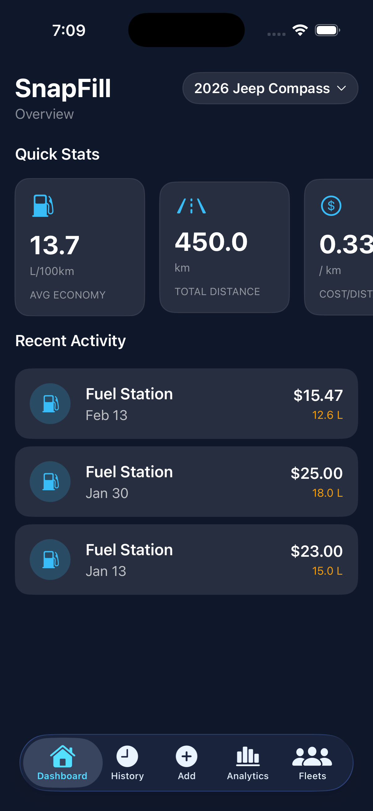 SnapFill Main Dashboard